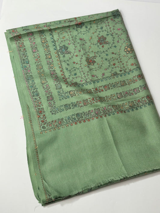 Pashmina Stole | Print and Embroidery in Sale Price Perfect for Gifts | Pista Green