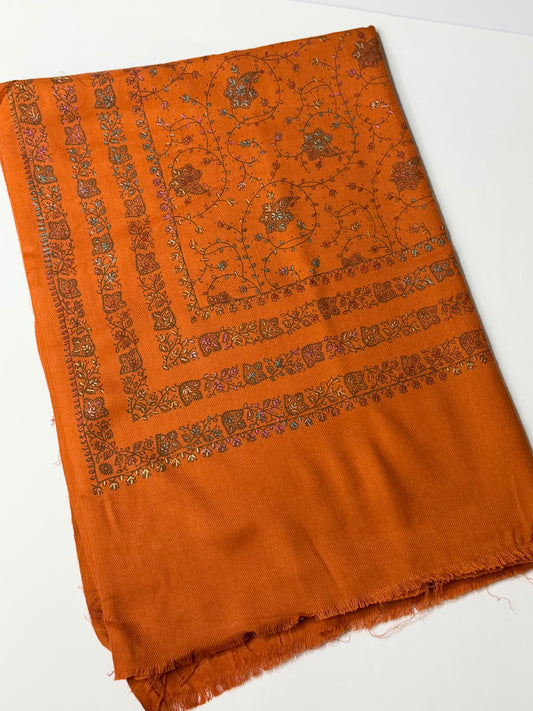 Pashmina Stole | Print and Embroidery in Sale Price Perfect for Gifts | Orange