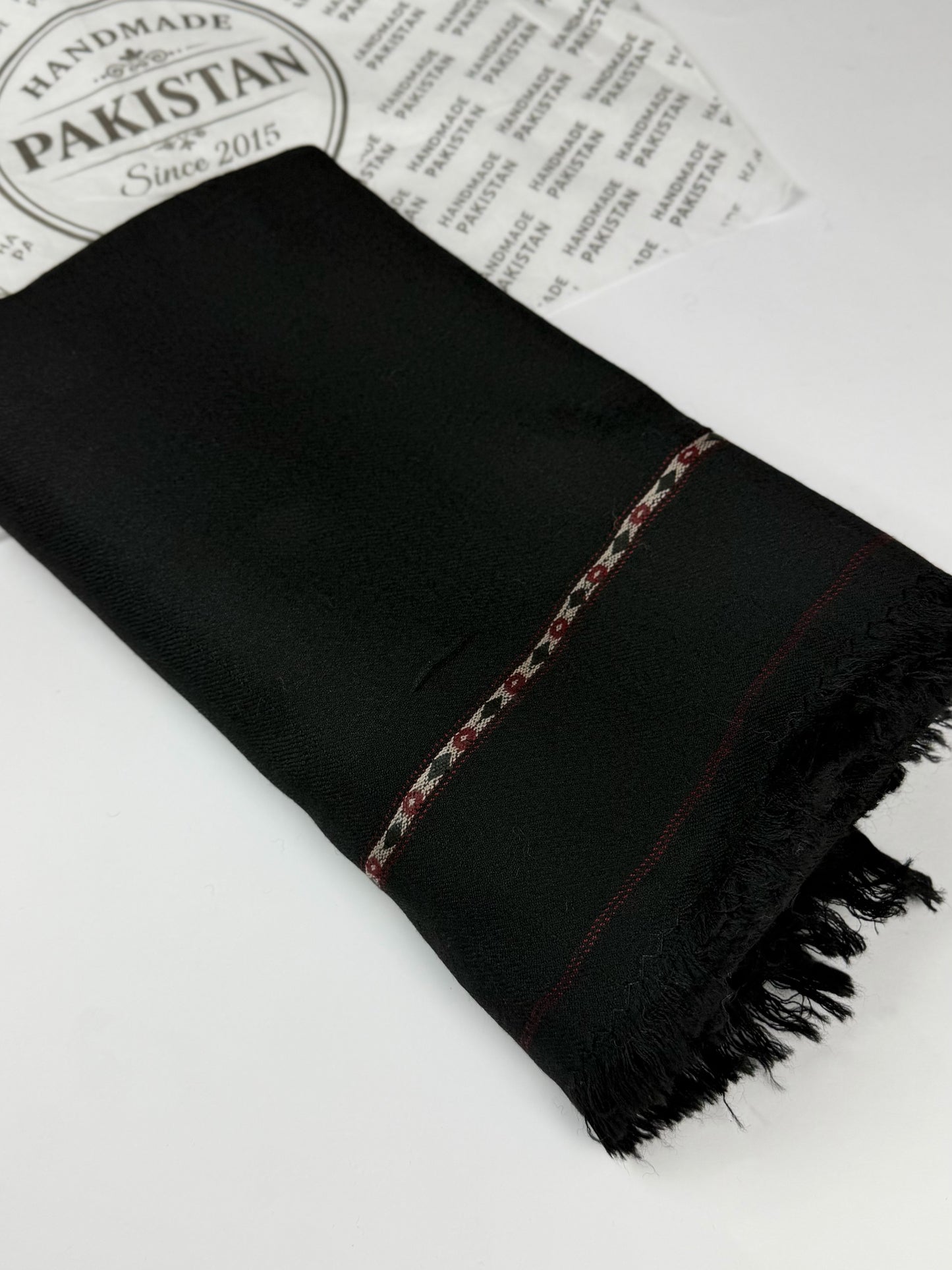 Gents Shawl | Pure, Fine and Soft Wool Islampur Swat Khaddi Made Shawl Perfect Gift | Jet Black