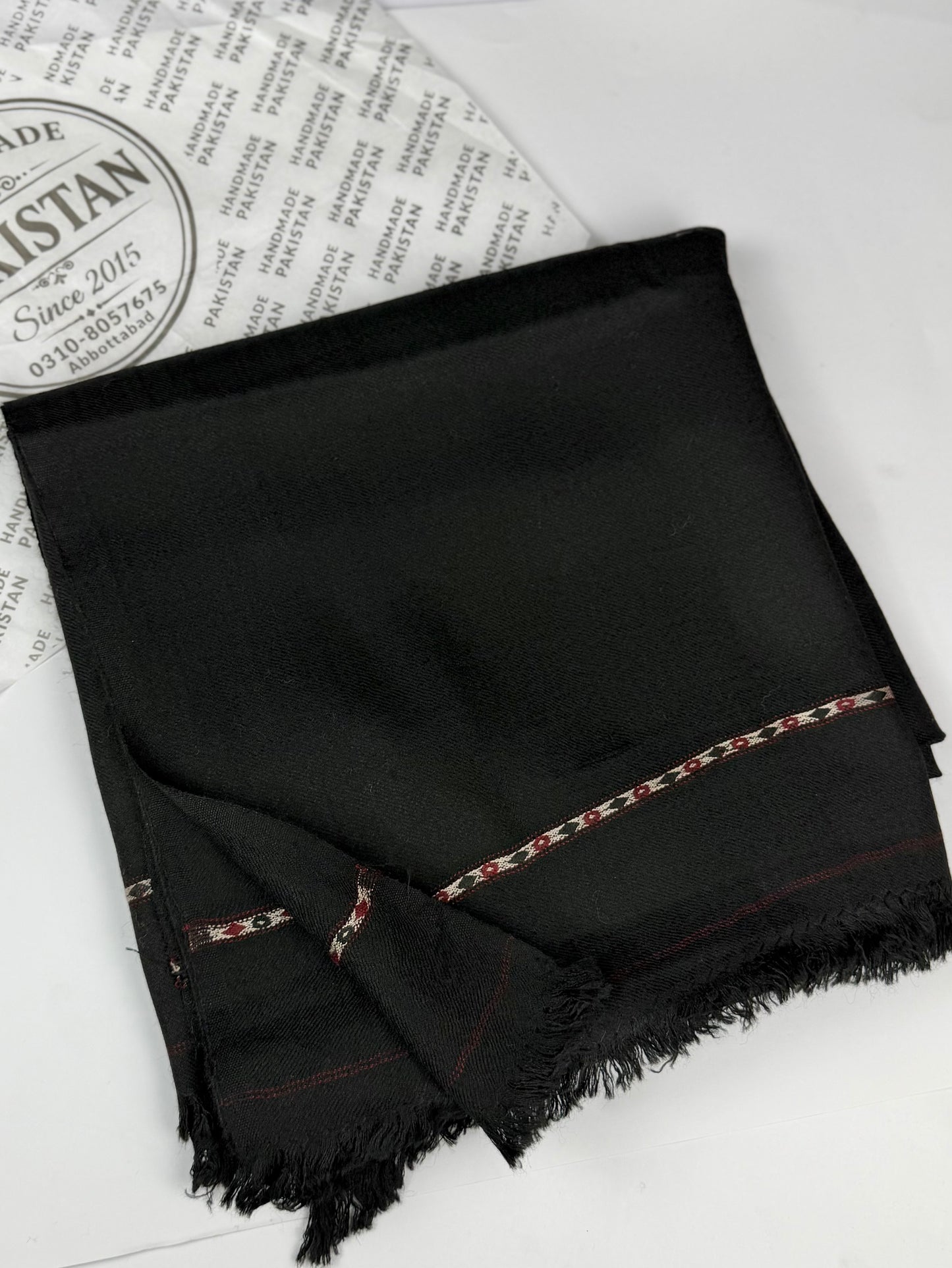 Gents Shawl | Pure, Fine and Soft Wool Islampur Swat Khaddi Made Shawl Perfect Gift | Jet Black
