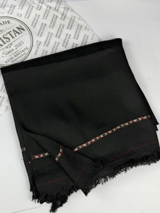 Gents Shawl | Pure, Fine and Soft Wool Islampur Swat Khaddi Made Shawl Perfect Gift | Jet Black