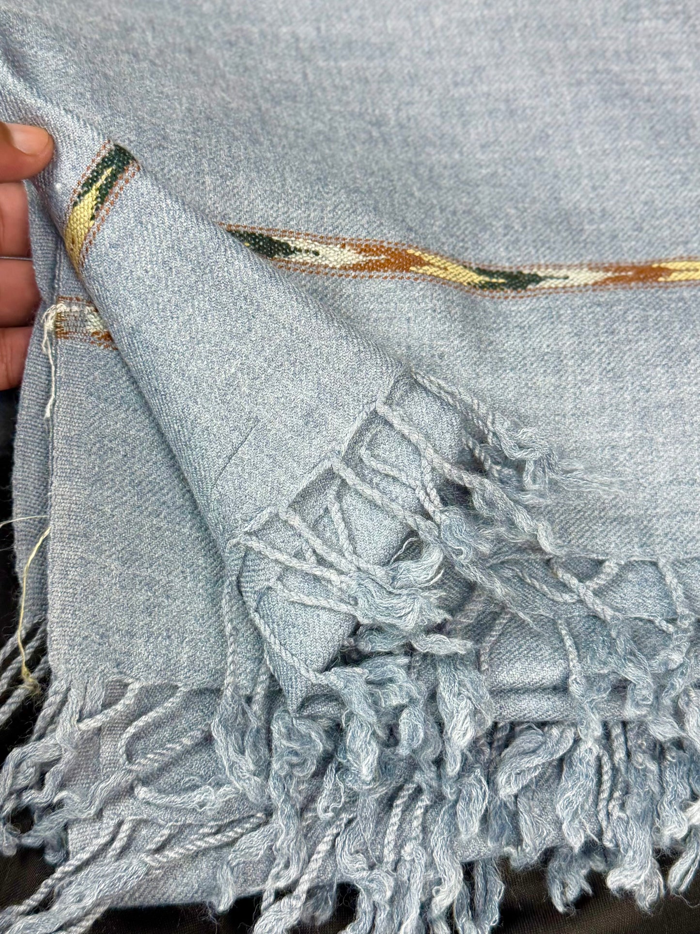 Gents Shawl | Same Border Pure, Fine and Soft Wool Islampur Swat Khaddi Made Shawl | Steel Grey