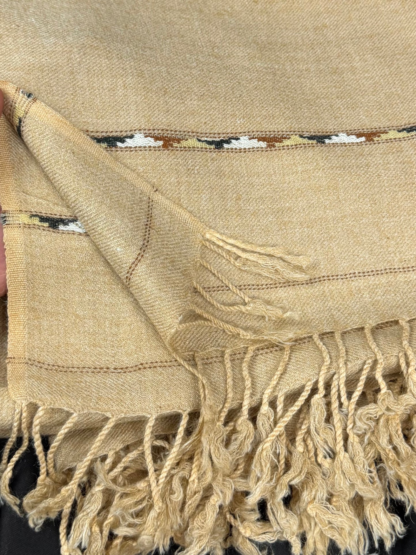 Gents Shawl | Same Border Pure, Fine and Soft Wool Islampur Swat Khaddi Made Shawl | Beige Skin