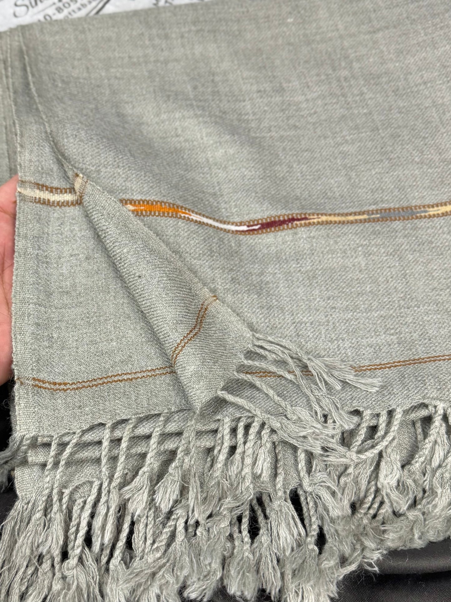 Gents Shawl | Same Border Pure, Fine and Soft Wool Islampur Swat Khaddi Made Shawl | Grey