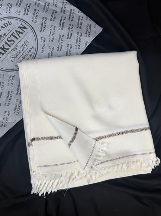 Gents Shawl | Pure, Fine and Soft Wool Islampur Swat Khaddi Made Shawl Perfect Gift | Off White