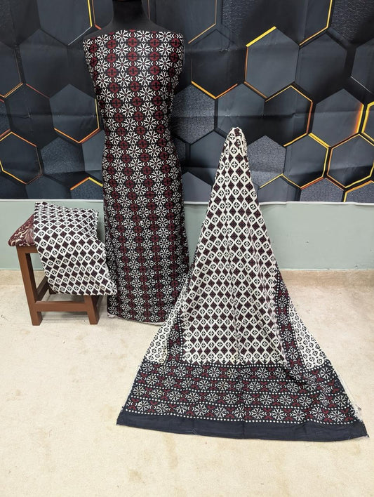 Ajrak Cotton 3 Piece Unstitched Suit 25% OFF