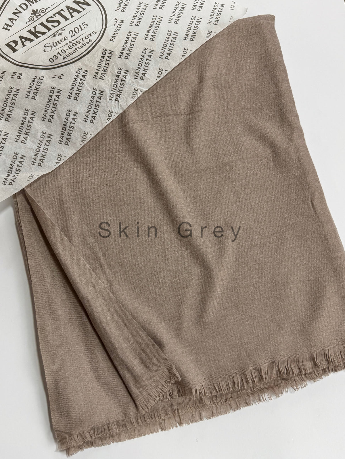 Sky Cashmere Double Ply Super Soft Perfect Winter Plain Pashmina Shawl | Skin Grey New