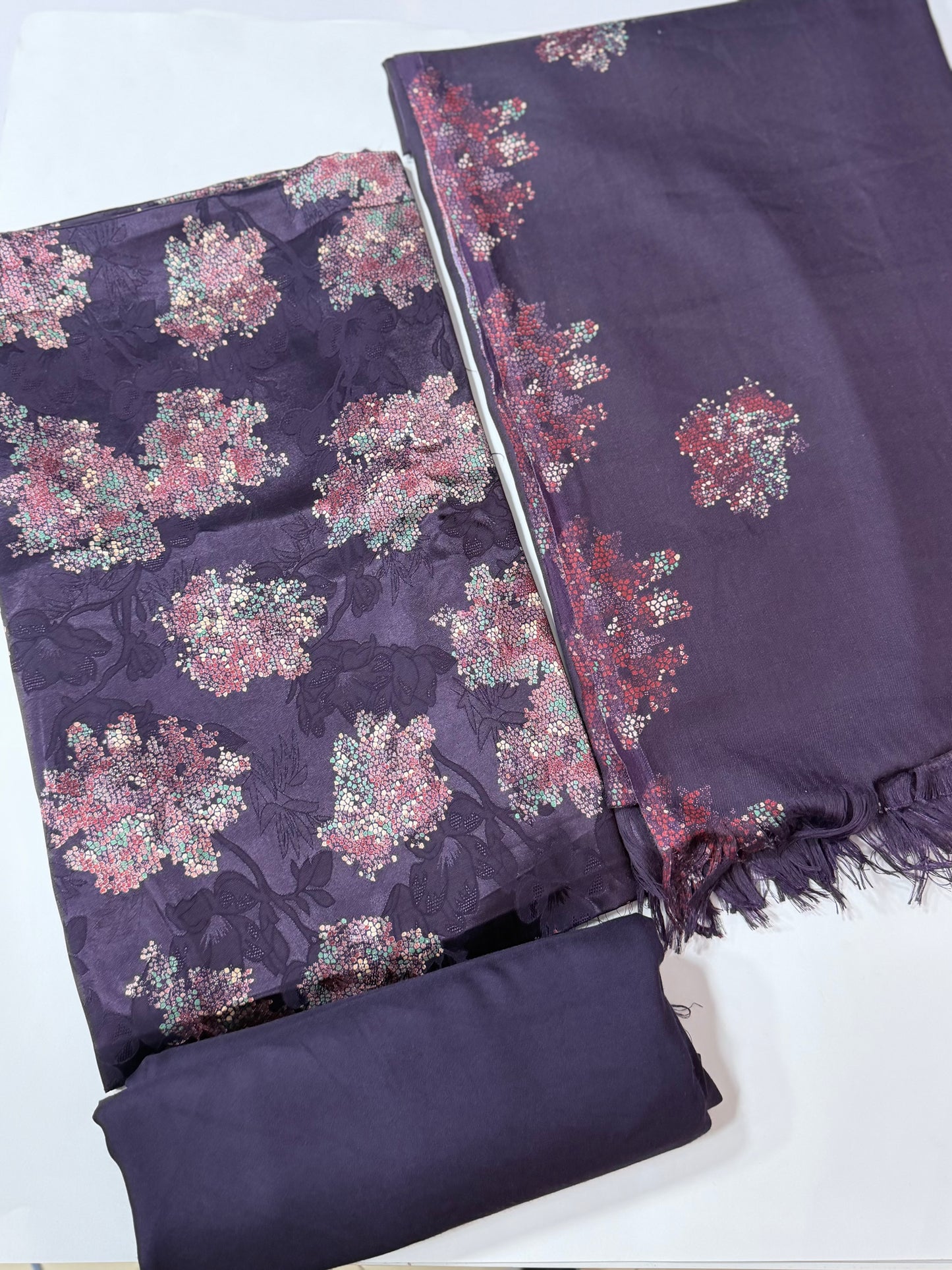 China Pati Suit With Wool Shawl | Pure China Pati Silk | Perfect Material Gift Article