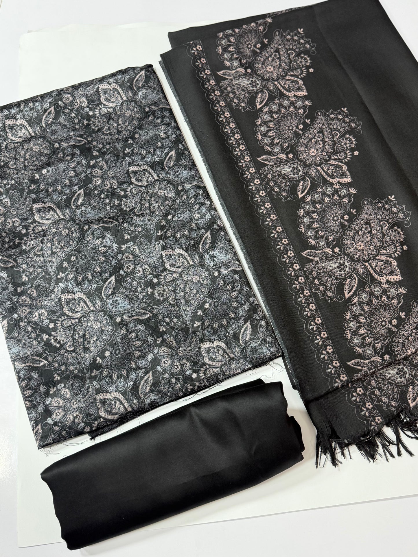 China Pati Suit With Wool Shawl | Pure China Pati Silk | Perfect Material Gift Article