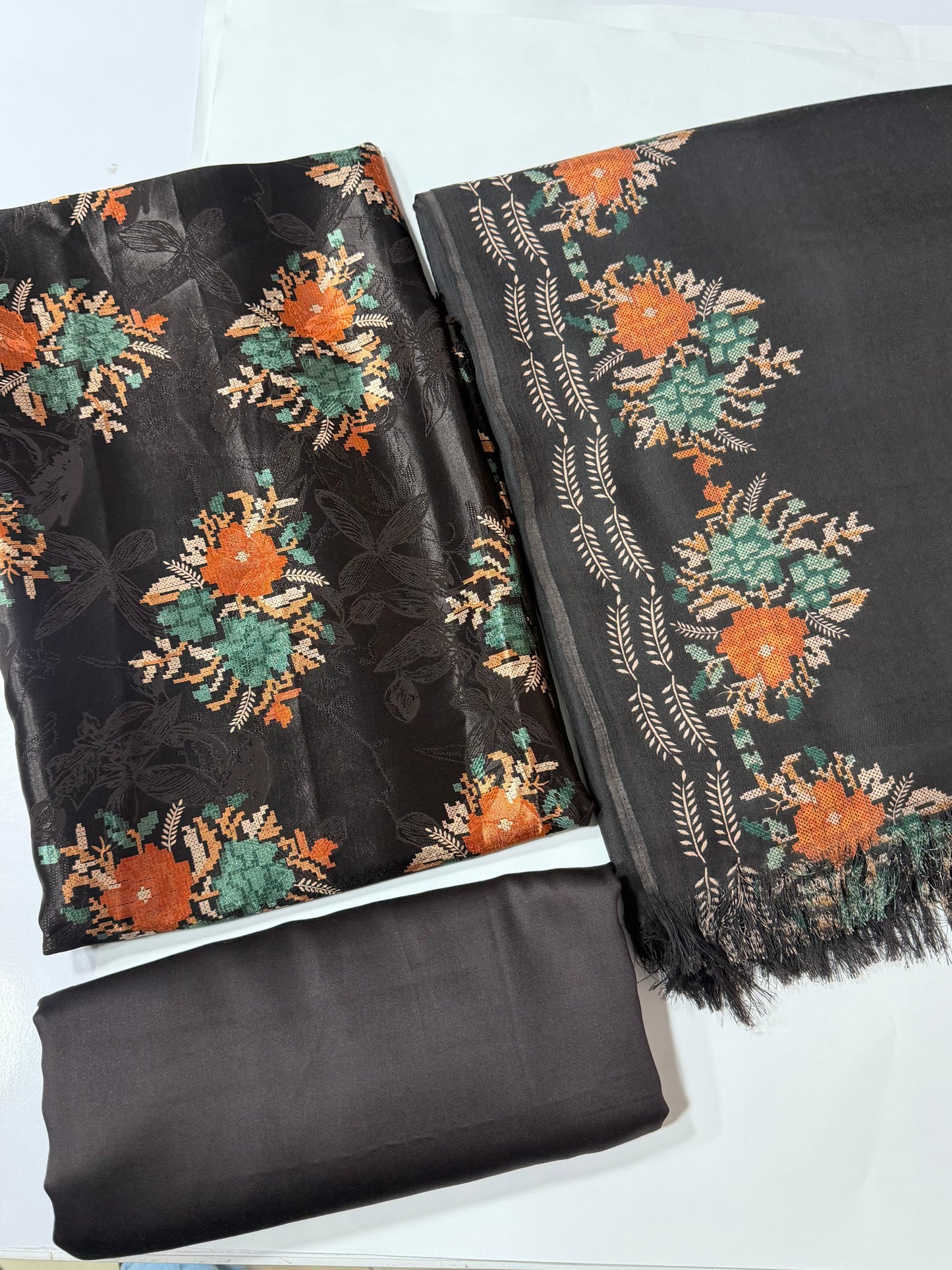 China Pati Suit With Wool Shawl | Pure China Pati Silk | Perfect Material Gift Article