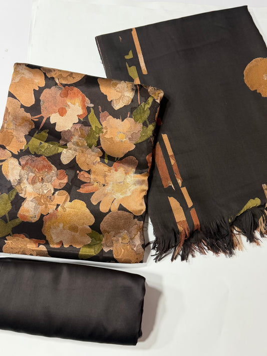 China Pati Suit With Wool Shawl | Pure China Pati Silk | Perfect Material Gift Article