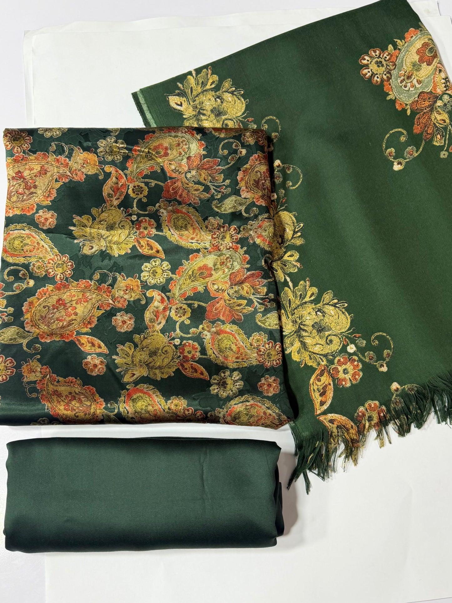 China Pati Suit With Wool Shawl | Pure China Pati Silk | Perfect Material Gift Article
