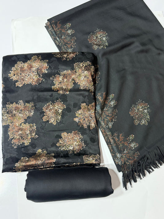 China Pati Suit With Wool Shawl | Pure China Pati Silk | Perfect Material Gift Article