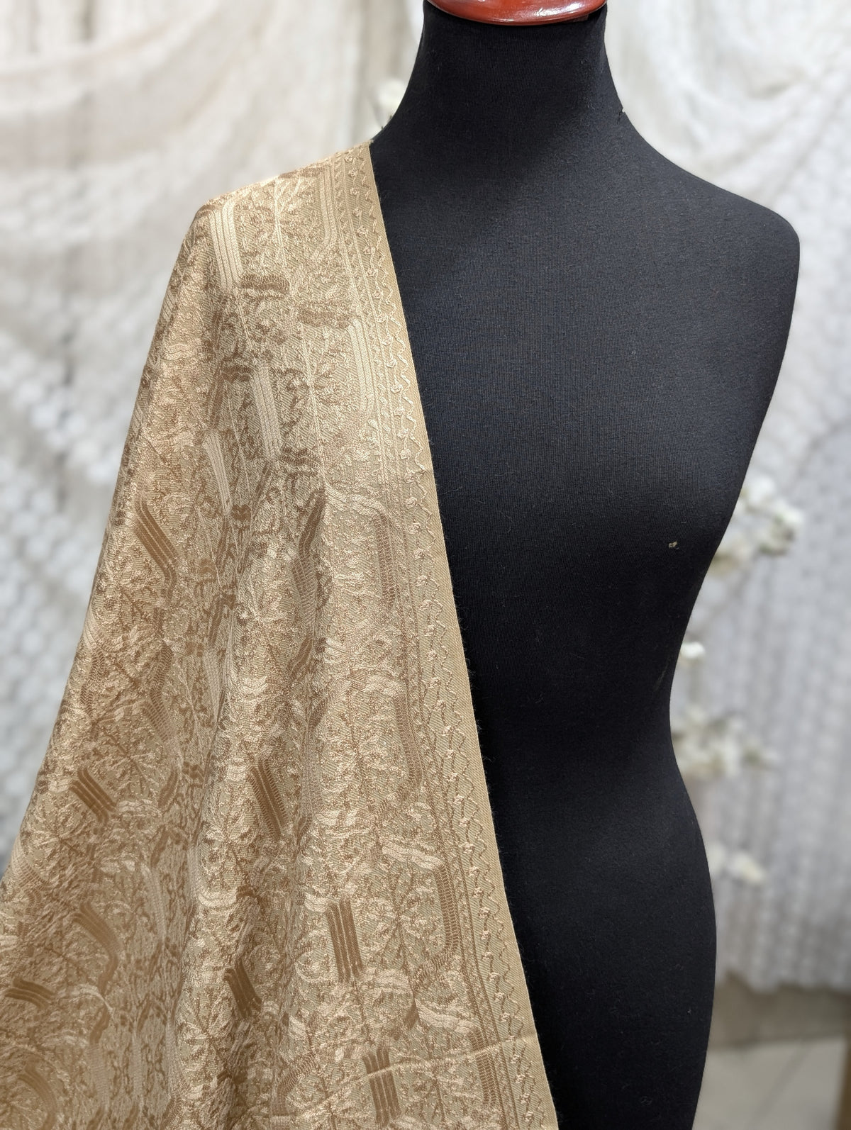 Pashmina Full Embroidered Shawl Nalki Jaal | Skin on Skin