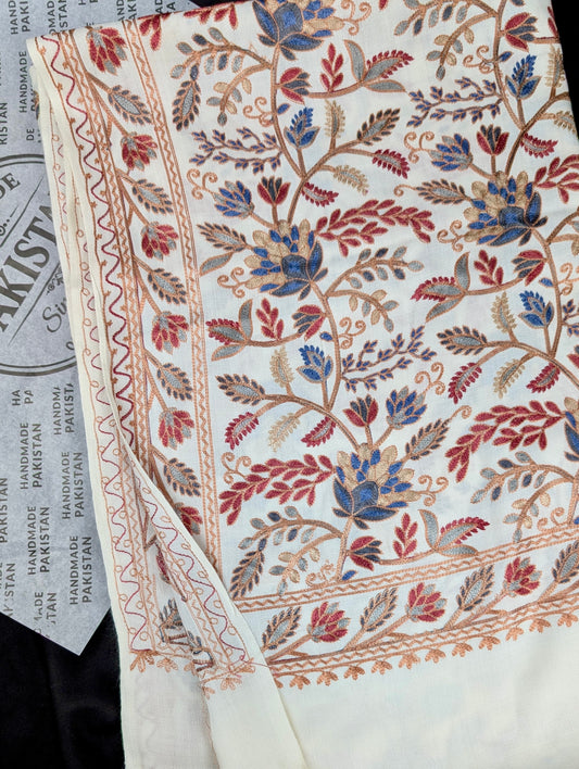 Kashmiri Jaal Shawl | Full Embroidered Shawl Resham Work Aar Embroidery
