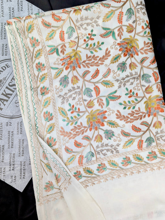 Kashmiri Jaal Shawl | Full Embroidered Shawl Resham Work Aar Embroidery