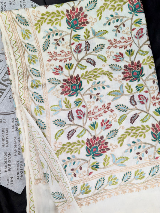 Kashmiri Jaal Shawl | Full Embroidered Shawl Resham Work Aar Embroidery