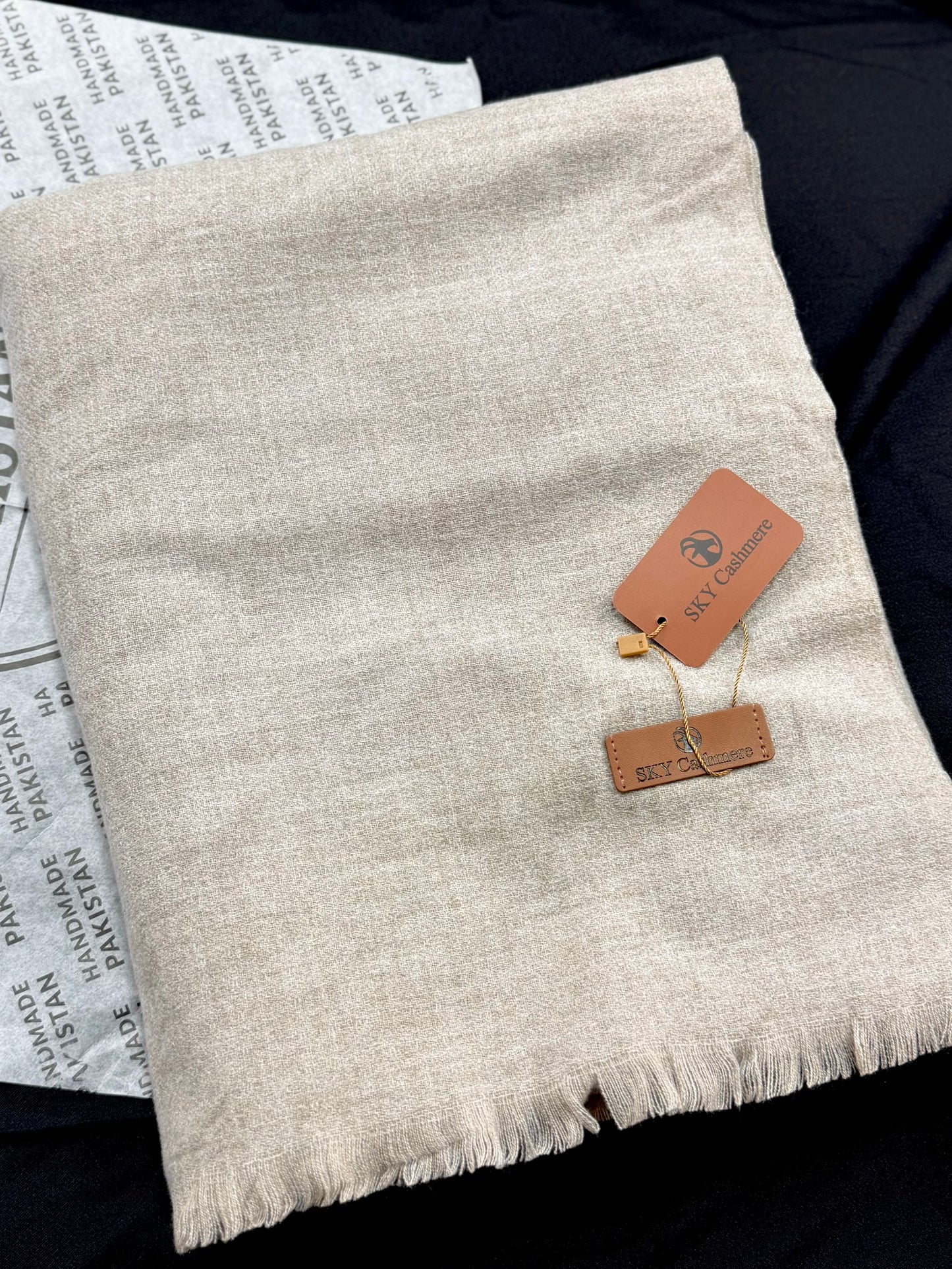 Sky Cashmere Plain Pashmina Shawl Perfect Soft Material for Winter | Skin Grey