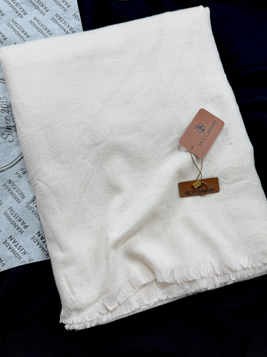 Sky Cashmere Plain Pashmina Shawl Perfect Soft Material for Winter | Off White