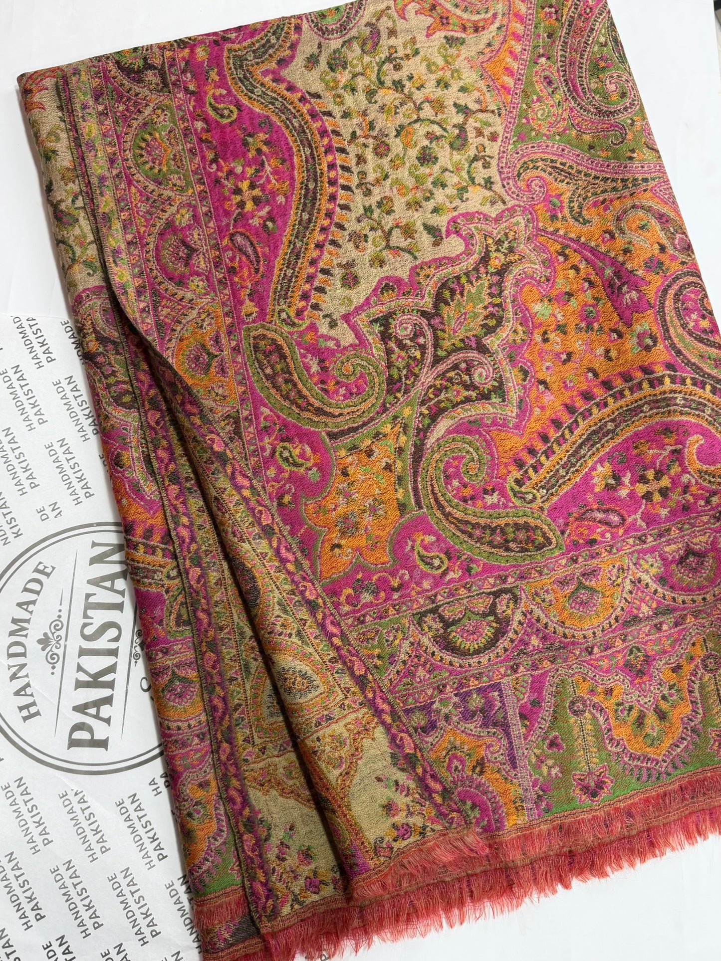 Kani Tabrezi Shawl Reversible 2 Sides | Made in Kashmir Pashmina Toosh Shawl