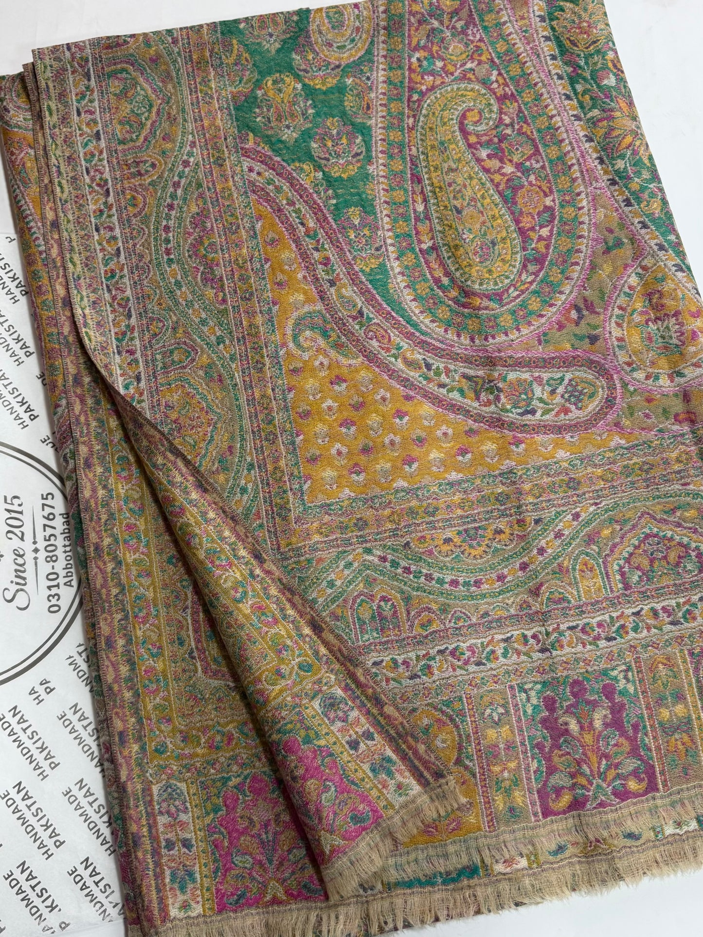 Kani Tabrezi Shawl Reversible 2 Sides | Made in Kashmir Pashmina Toosh Shawl