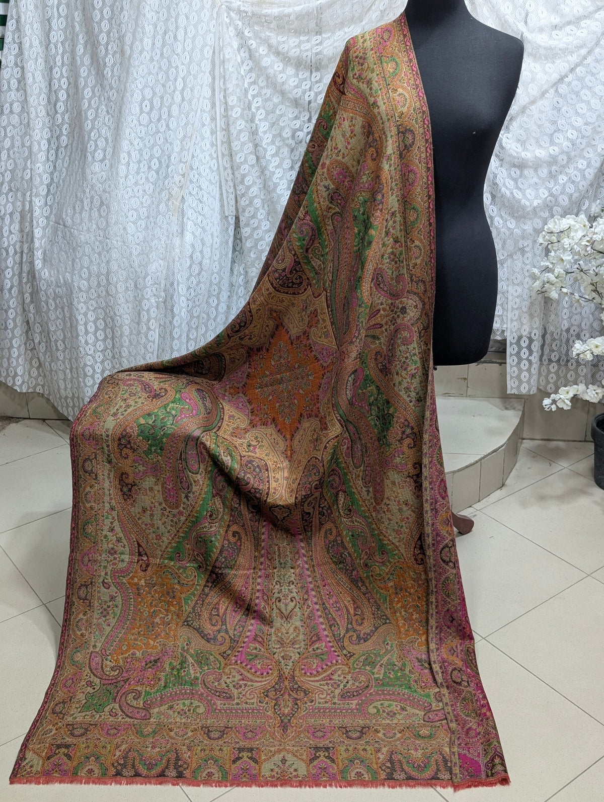 Kani Tabrezi Shawl Reversible 2 Sides | Made in Kashmir Pashmina Toosh Shawl