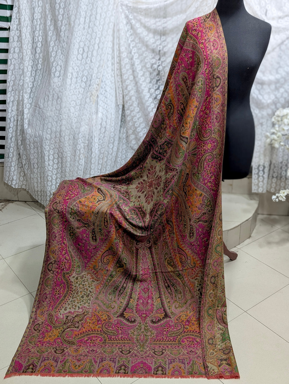Kani Tabrezi Shawl Reversible 2 Sides | Made in Kashmir Pashmina Toosh Shawl