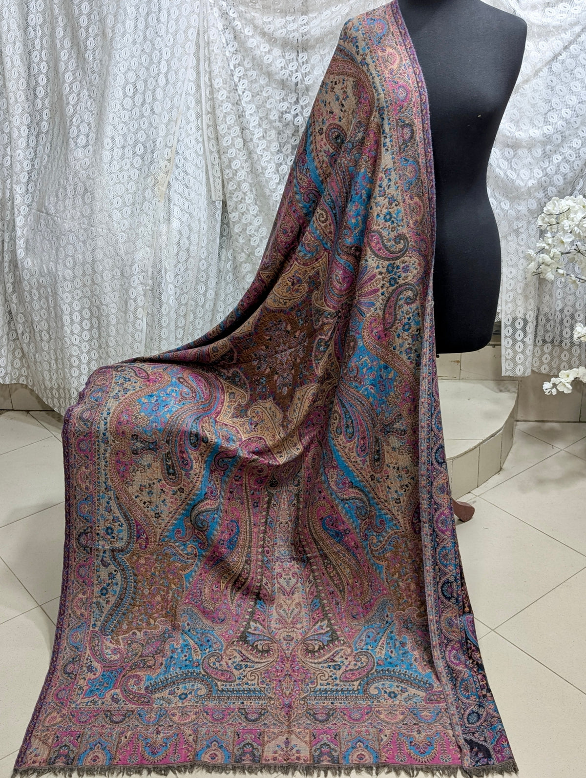 Kani Tabrezi Shawl Reversible 2 Sides | Made in Kashmir Pashmina Toosh Shawl