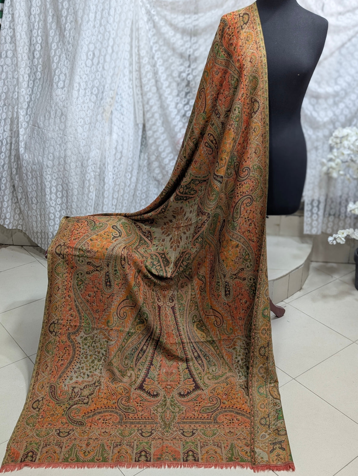 Kani Tabrezi Shawl Reversible 2 Sides | Made in Kashmir Pashmina Toosh Shawl