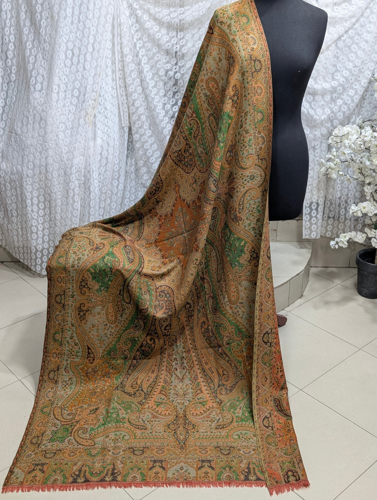 Kani Tabrezi Shawl Reversible 2 Sides | Made in Kashmir Pashmina Toosh Shawl