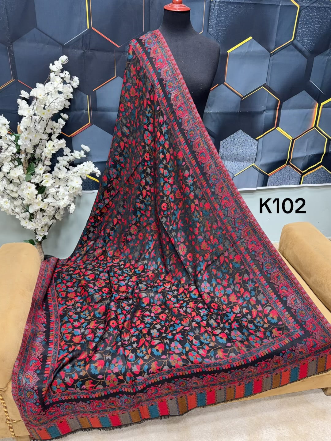 Pashmina Wool Kani Shawl in Full Size Multi Color | K102