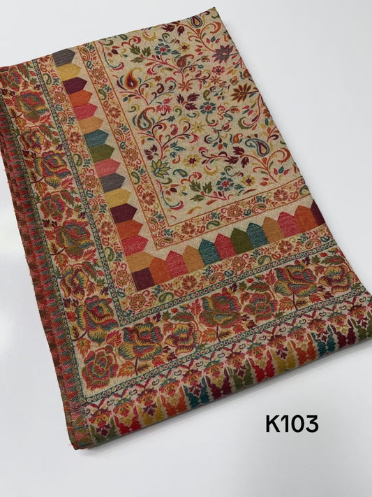 Pashmina Wool Kani Shawl in Full Size Multi Color | K103