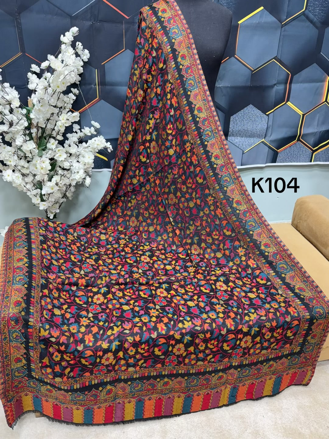 Pashmina Wool Kani Shawl in Full Size Multi Color | K104