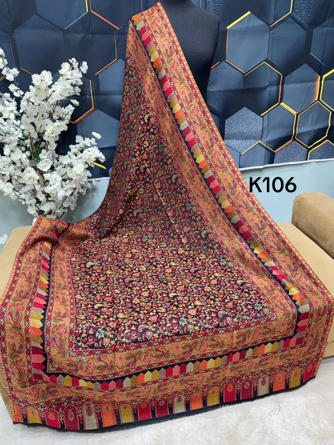 Pashmina Wool Kani Shawl in Full Size Multi Color | K106
