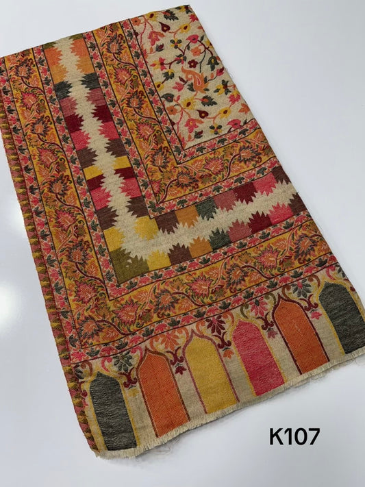 Pashmina Wool Kani Shawl in Full Size Multi Color | K107