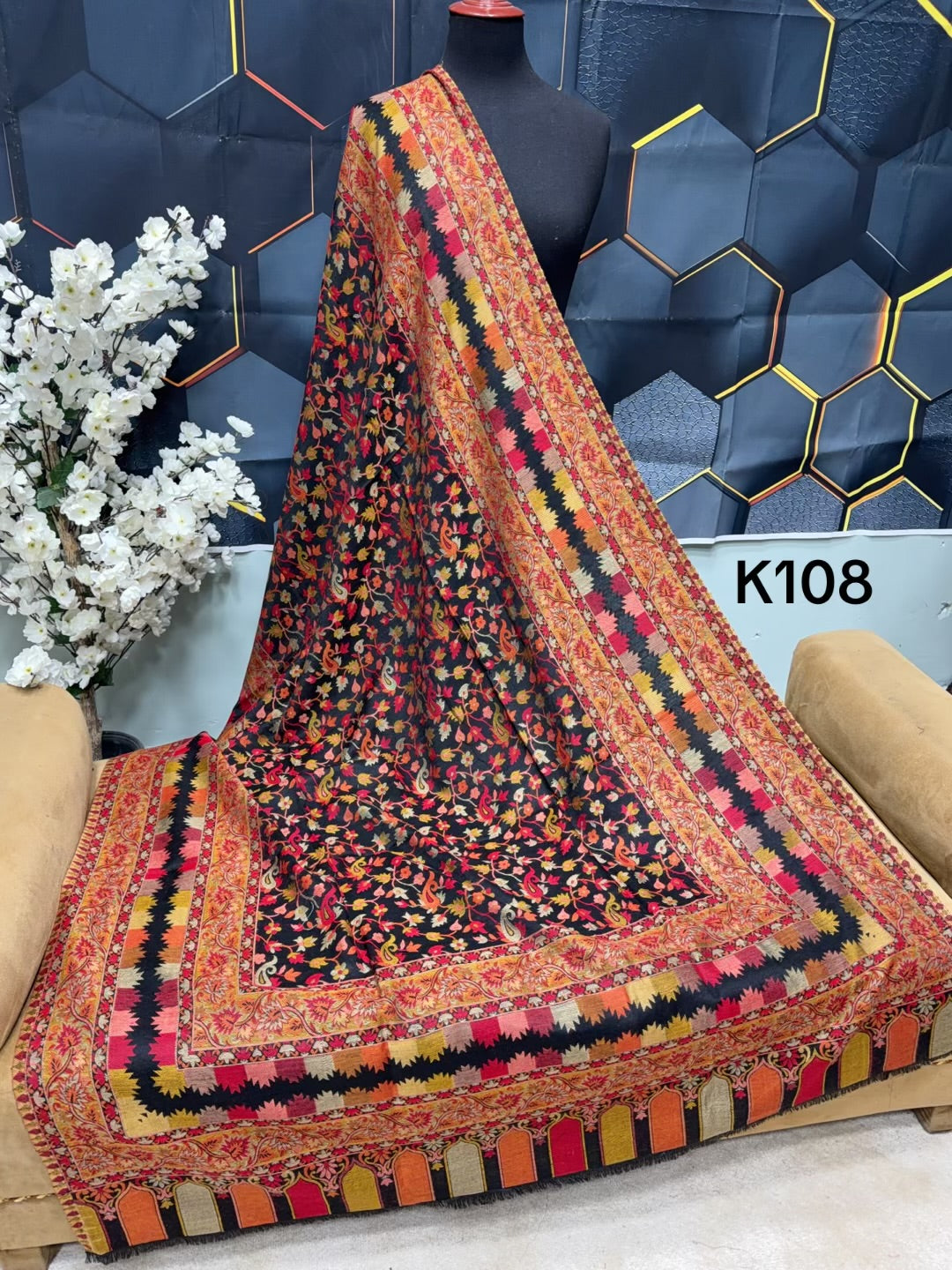 Pashmina Wool Kani Shawl in Full Size Multi Color | K108