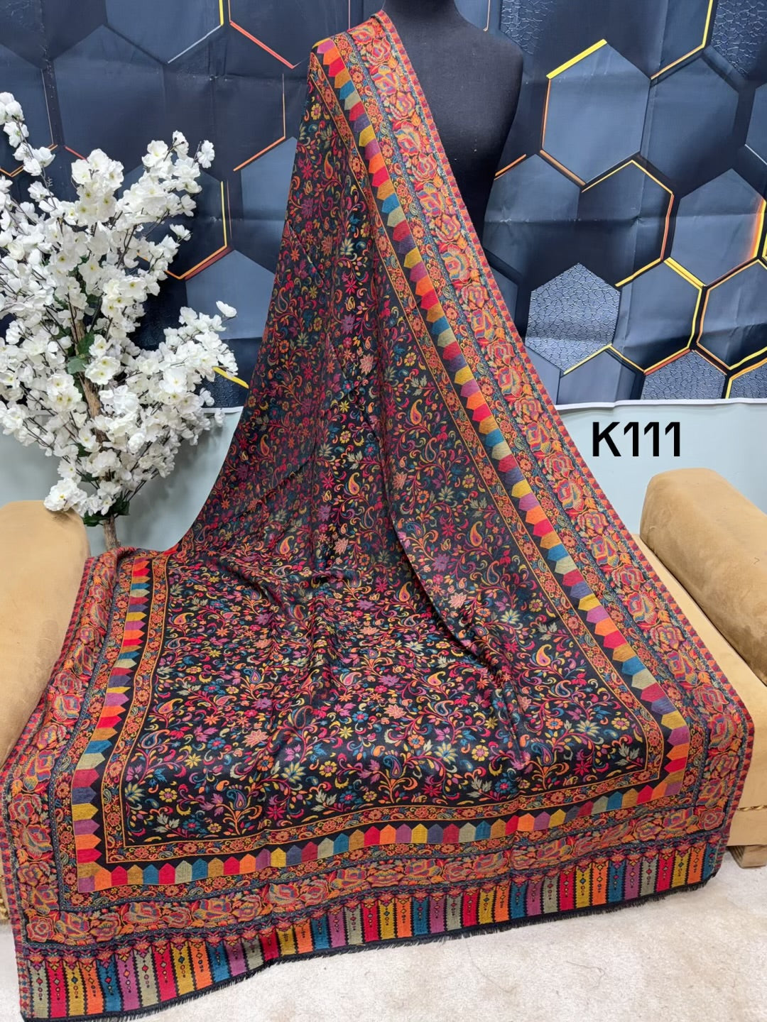 Pashmina Wool Kani Shawl in Full Size Multi Color | K111