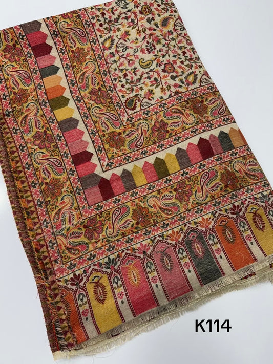 Pashmina Wool Kani Shawl in Full Size Multi Color | K114