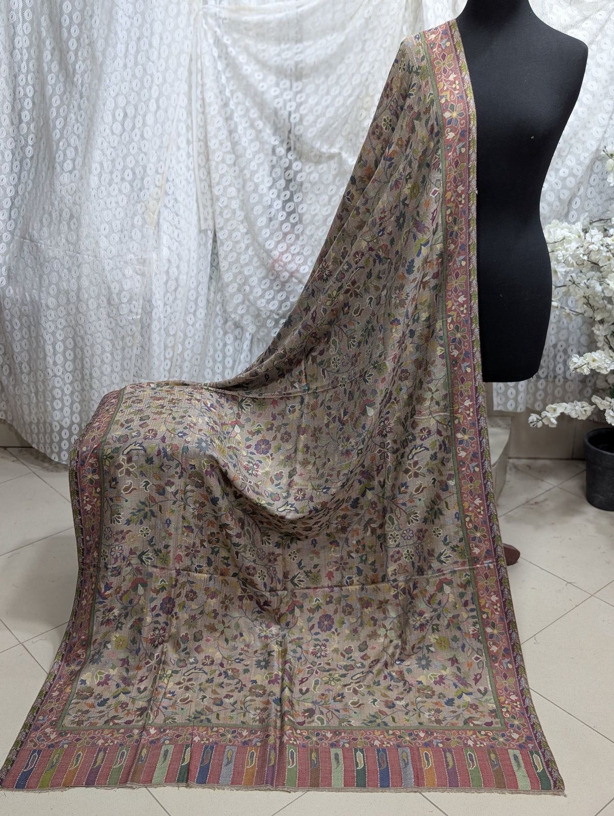 Kani Original Floral Pattern Shawl Made in Kashmir Full Size Shawl Perfect Gift