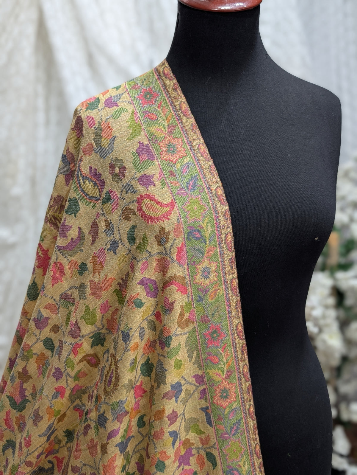 Kani Original Floral Pattern Shawl Made in Kashmir Full Size Shawl Perfect Gift