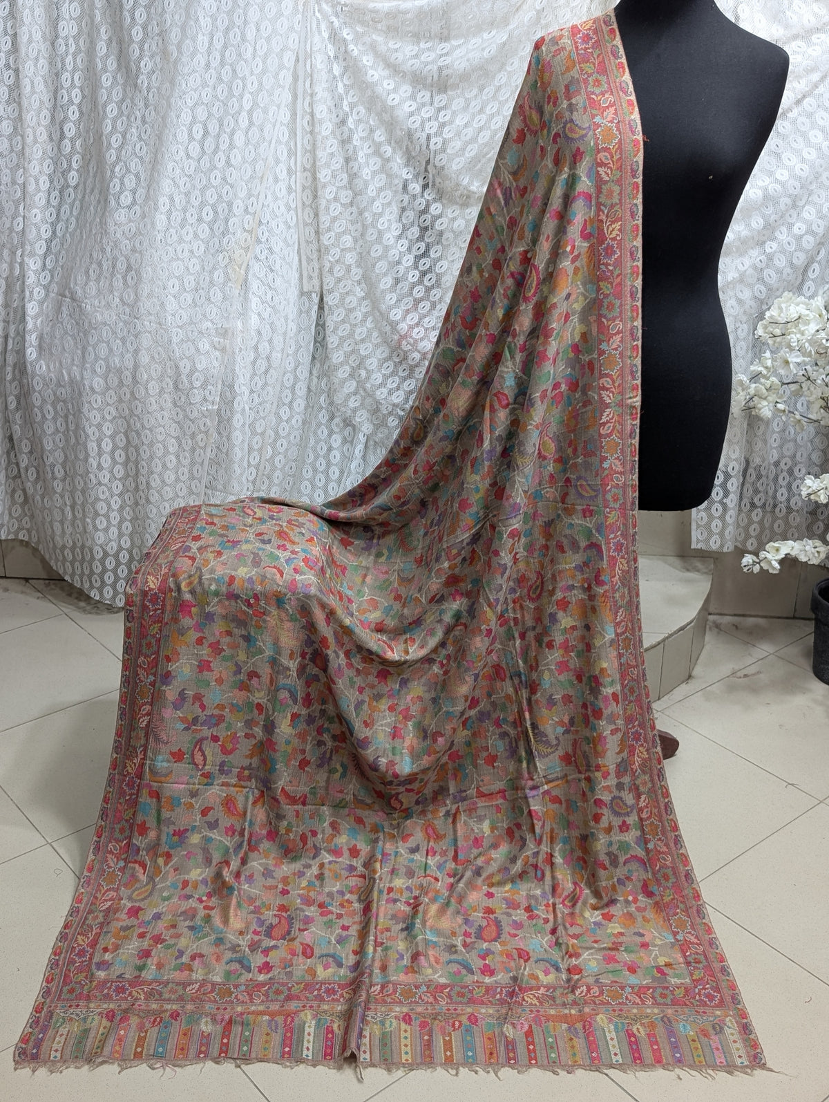 Kani Original Floral Pattern Shawl Made in Kashmir Full Size Shawl Perfect Gift