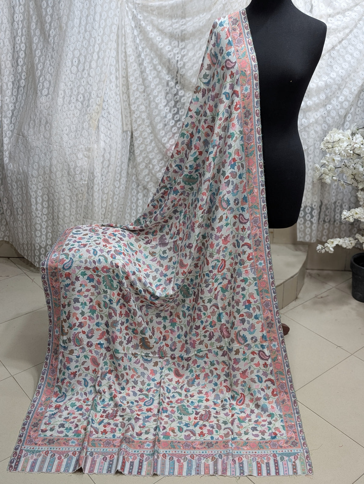 Kani Original Floral Pattern Shawl Made in Kashmir Full Size Shawl Perfect Gift