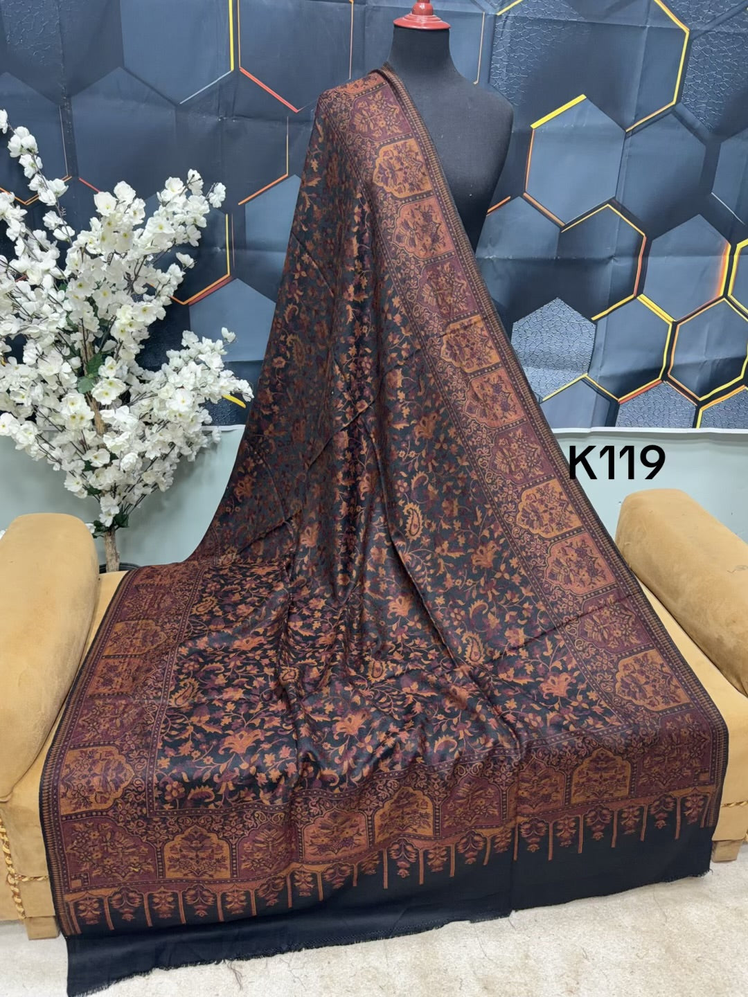Pashmina Wool Kani Shawl in Full Size Multi Color | K119