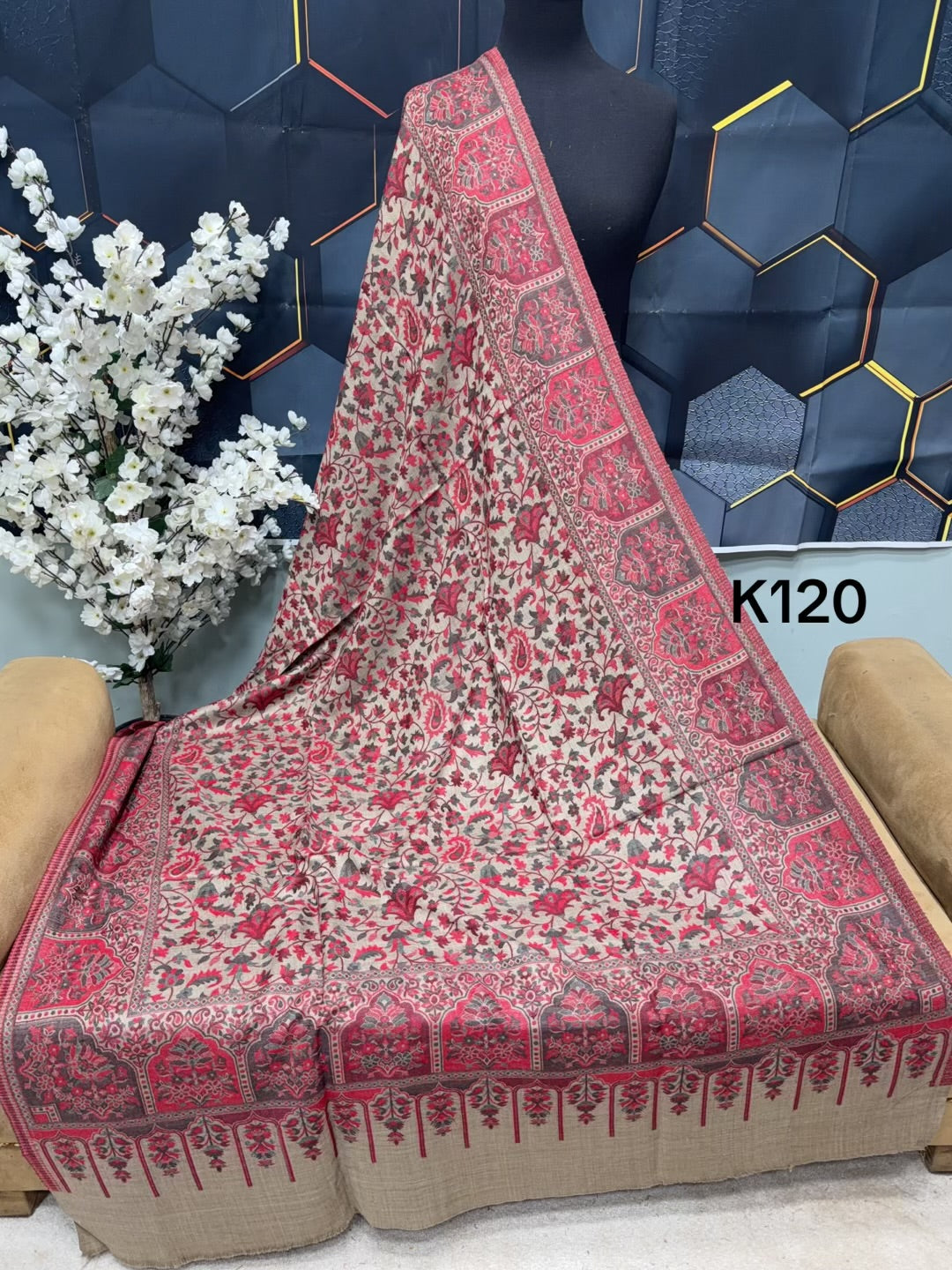 Pashmina Wool Kani Shawl in Full Size Multi Color | K120