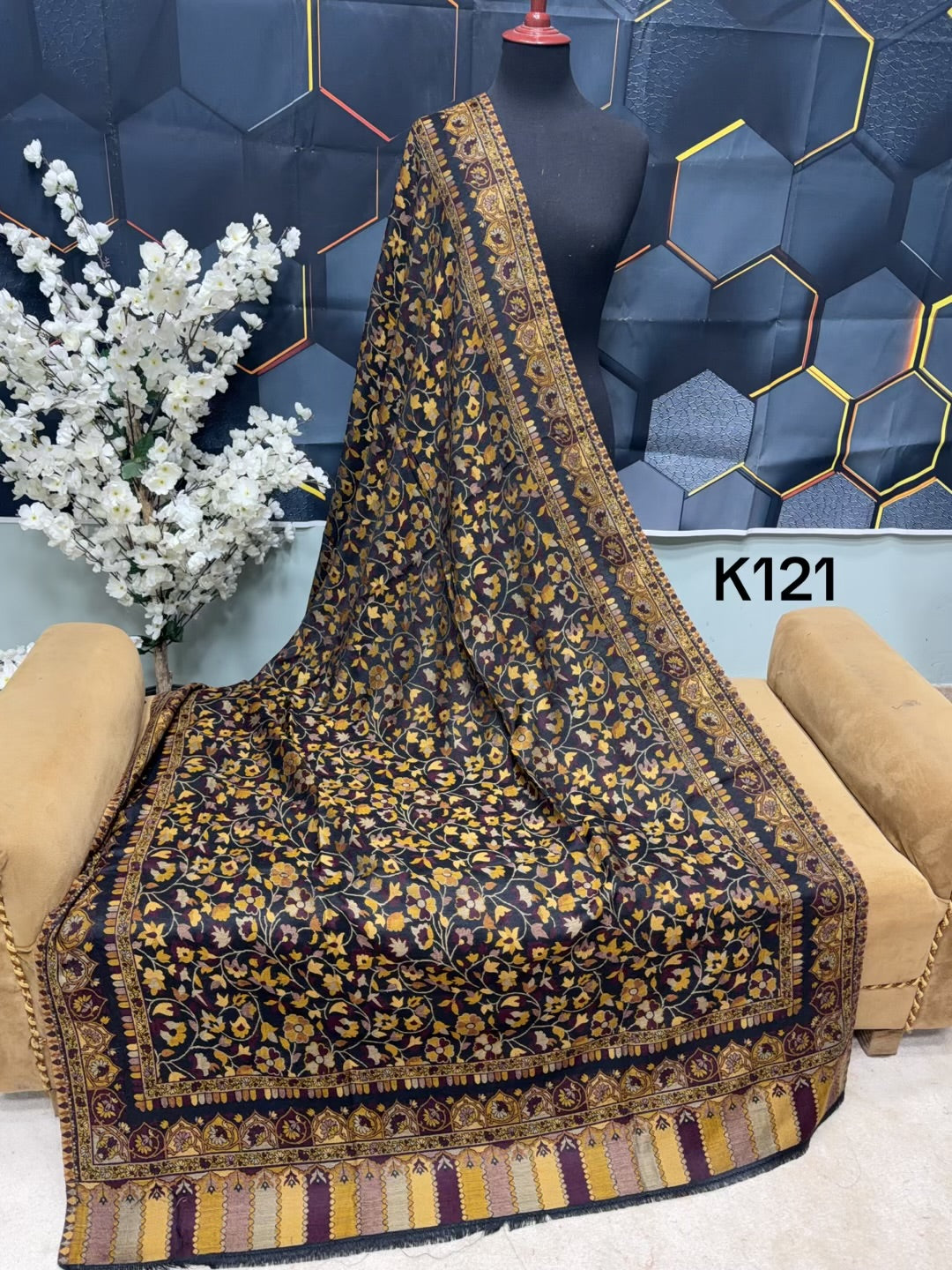 Pashmina Wool Kani Shawl in Full Size Multi Color | K121
