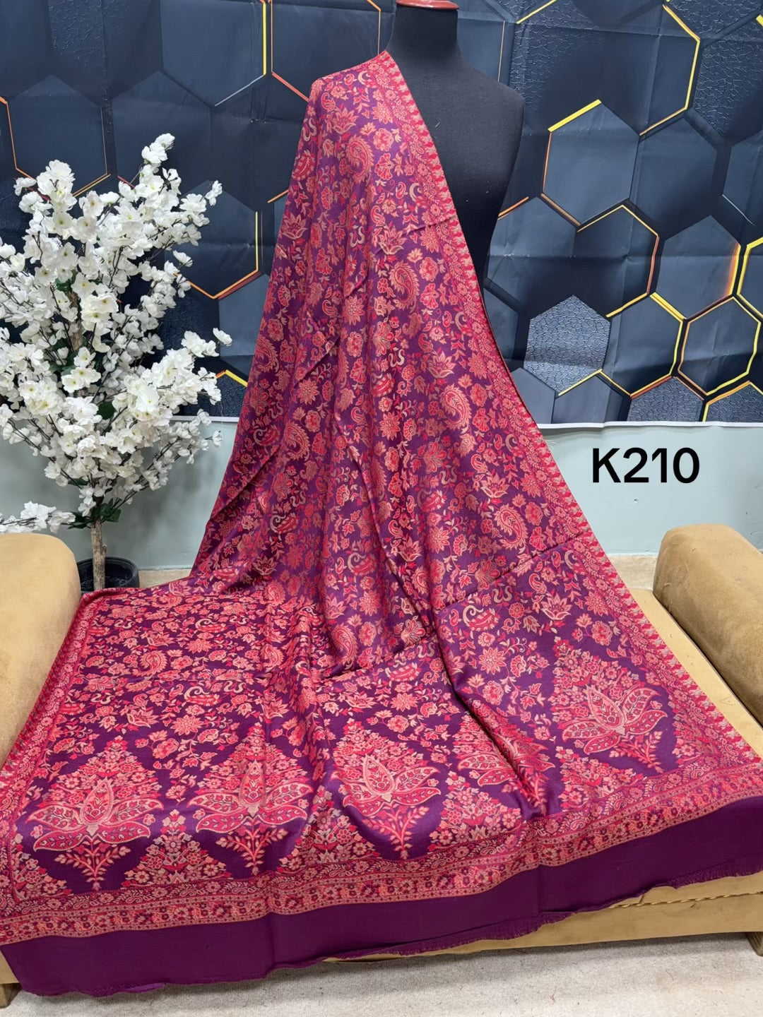 Pashmina Wool Kani Shawl in Full Size Multi Color | K210