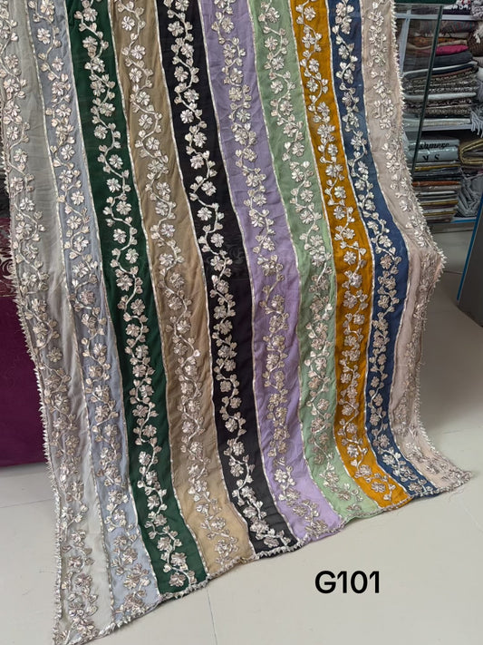 Crinkle Chiffon Multi Color Gota Work Dupatta | G101