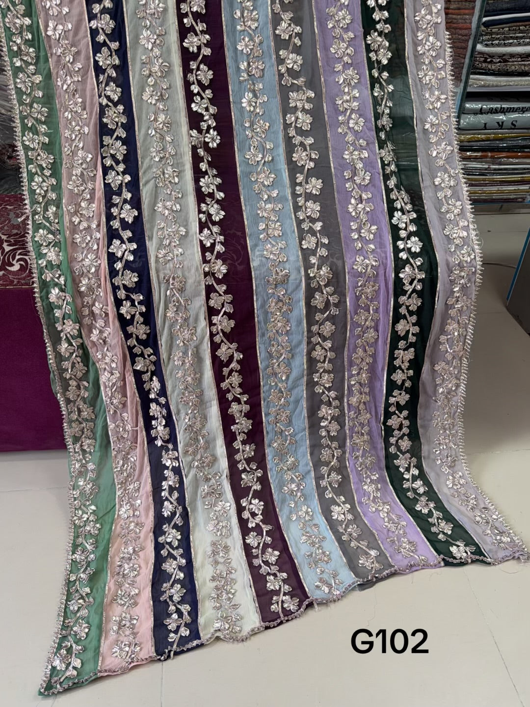 Crinkle Chiffon Multi Color Gota Work Dupatta | G102