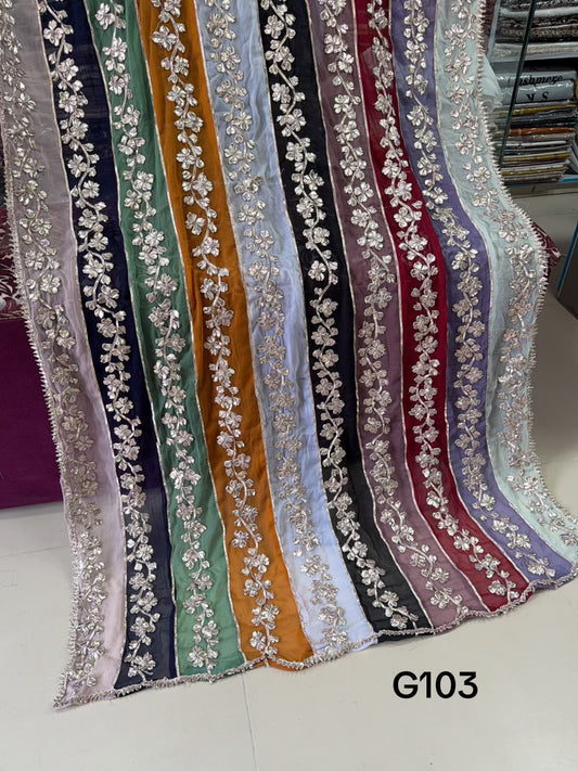 Crinkle Chiffon Multi Color Gota Work Dupatta | G103