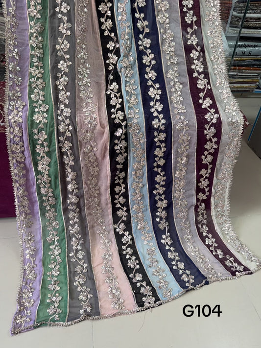Crinkle Chiffon Multi Color Gota Work Dupatta | G104